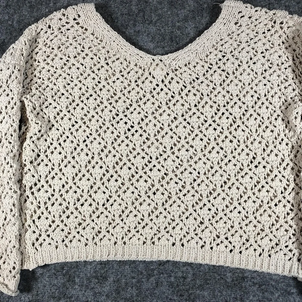 Artelier Nicole Miller Sweater‎ Womens Large Cream Open Knit Crochet
